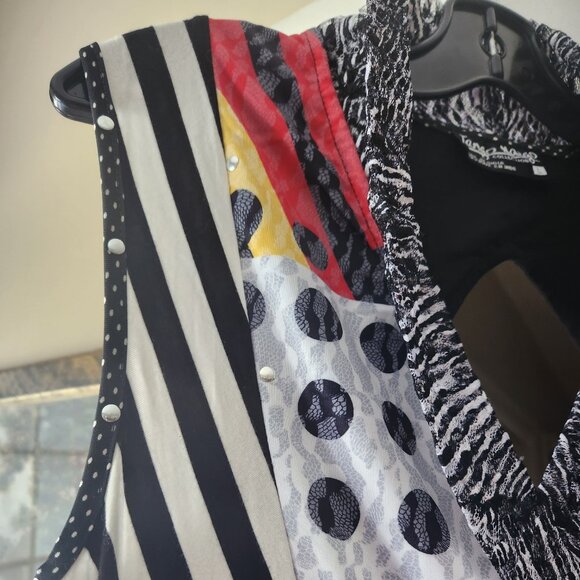 Funky - dots, stripes, multi-coloured lace, rivets Tango Mango collection Sz L - Picture 11 of 11